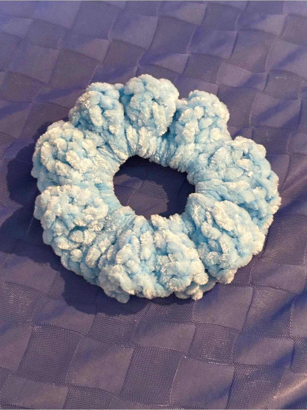 Plush Light Blue Hair Scrunchie